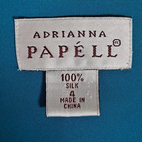 Adrianna Papell Size 4 100% Silk Turquoise Tunic/Jacket Button Front EUC - Picture 8 of 10